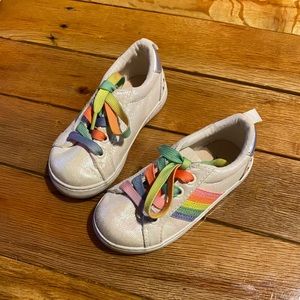 Baby Gap Rainbow Tennis Shoes Toddler Girl 7 White